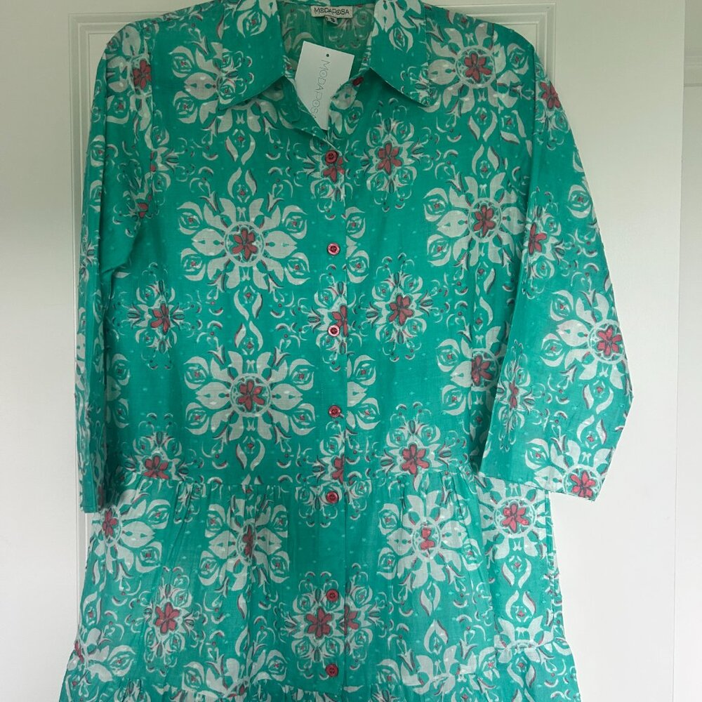 NWT MODA POSA Alcee Resort Shirt Dress Mediterranean Style Size Small - Picture 5 of 6